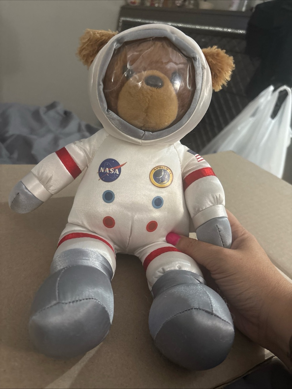 Plush Astronaut Bear in White and Silver Spacesuit Smithsonian